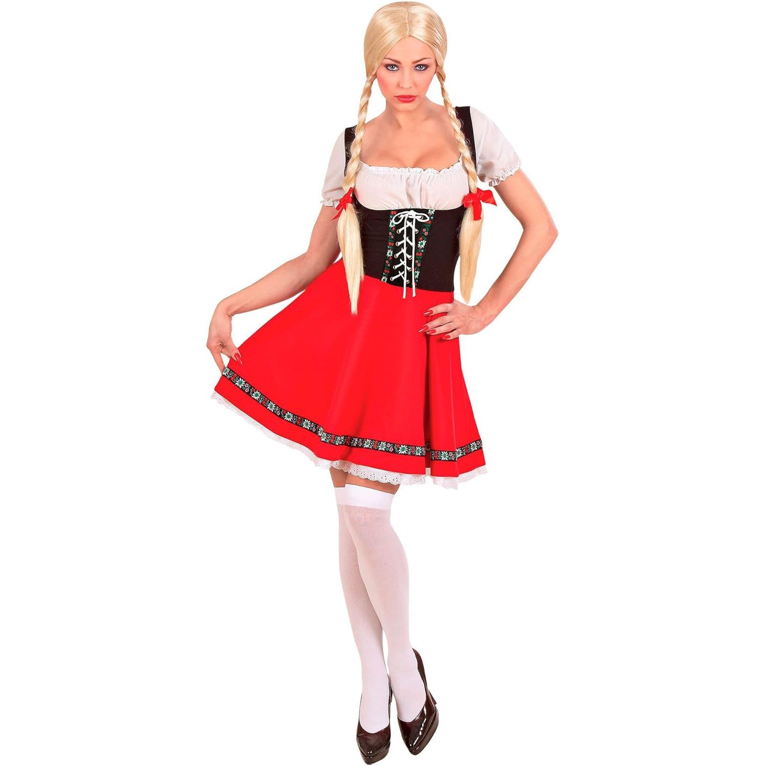Widmann Milano Bavarian Dirndl Costume with Red Apron and Corset